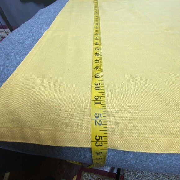 VTG Tablecloth Yellow 56x53 Heavy Woven Cotton Linen Easter Holiday farmhouse‎ - Picture 6 of 6